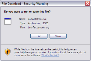 File Download Security Warning Screen Example